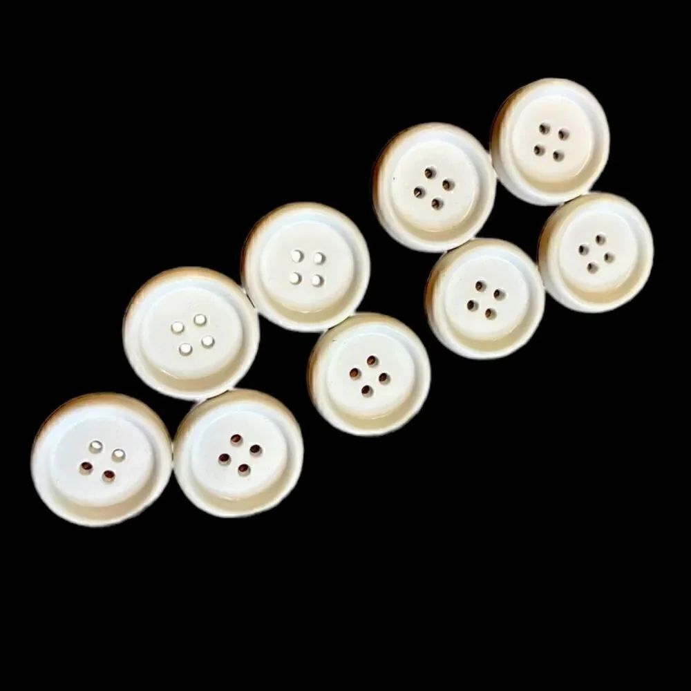 Vintage 1960s Chunky White 1.5” Coat Buttons - dozen
